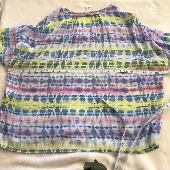 Ruby Rd. Pastel tie dye split neck blouse size L - Picture 7 of 9